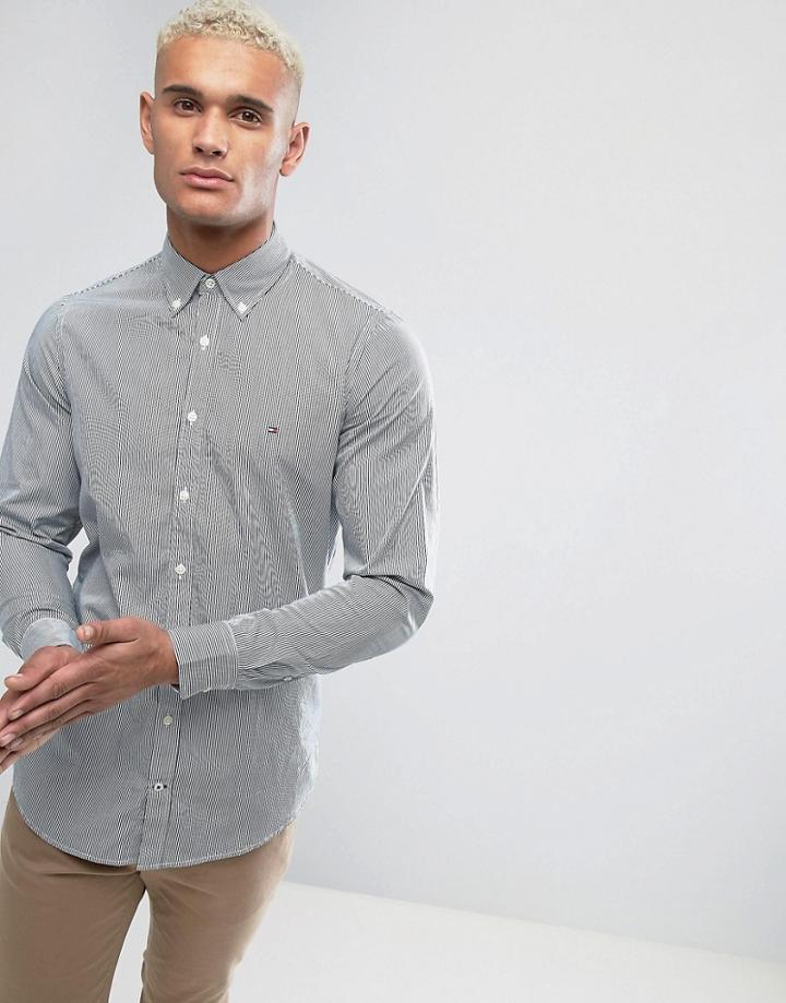 Tommy Hilfiger Lexington Stripe Shirt Buttondown In Slim Fit Blue - Blue