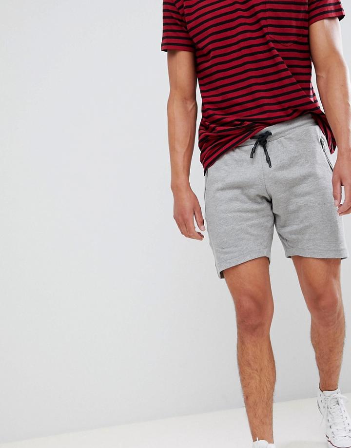 Brave Soul Waffle Jersey Shorts - Gray