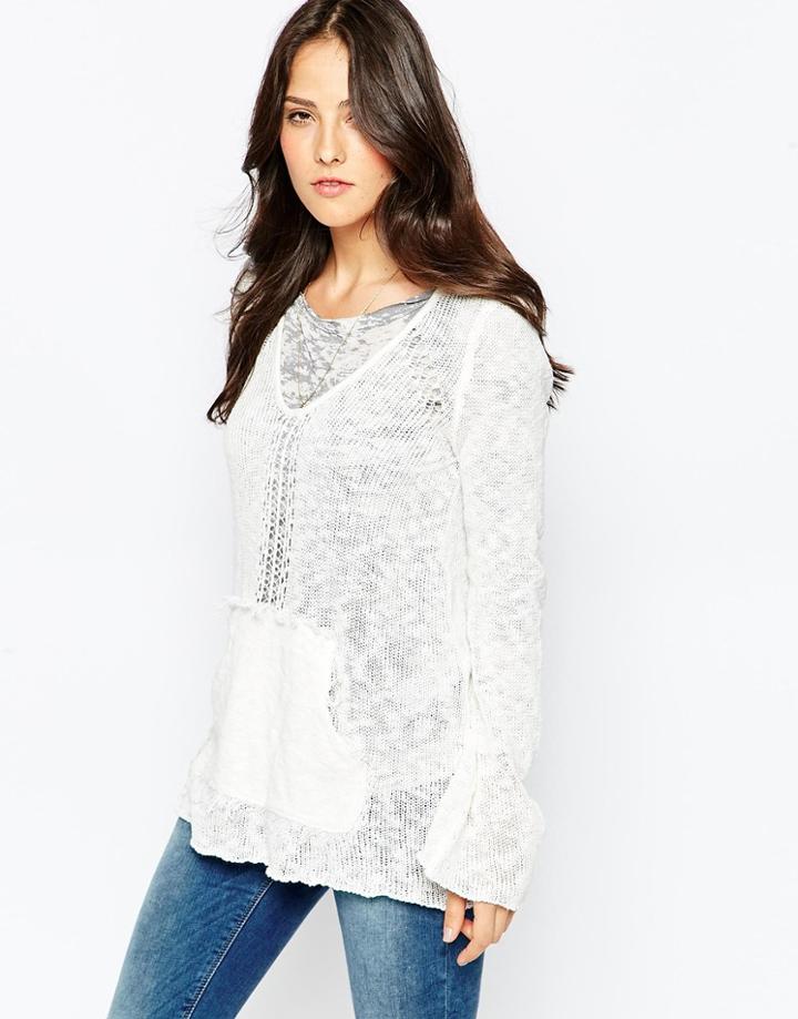 Vintage Havana Sydney Open Knit V Neck Jumper - White