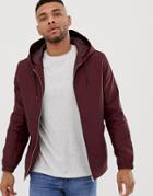 Asos Design Hooded Coach Jacket In Burgundy - Red