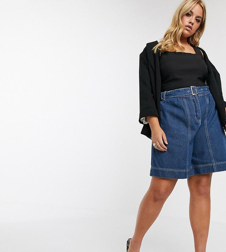 Liquor N Poker Plus Denim Paneled Shorts-blue