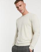 Asos Design Cotton Sweater In Oatmeal-beige