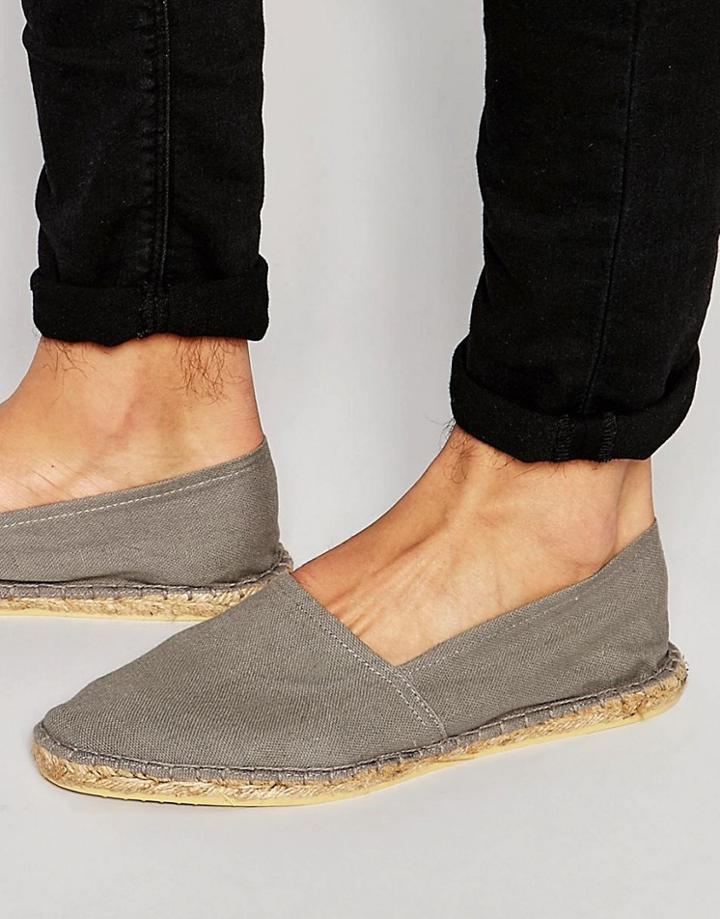 Asos Espadrilles In Gray Canvas - Gray