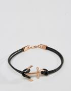 Simon Carter Anchor Hook Leather Bracelet - Black