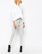 Waven High Rise Skinny Jeans With In Acid Powder Gray Wash - Snow Gray