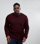 Asos Plus Cable Knit Yoke Sweater In Burgundy - Red