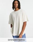 Asos Design Relaxed Linen Look T-shirt In Beige-black