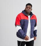 Asos Plus Checked Windbreaker In Color Block Blue - Navy