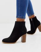 Asos Design Rye Heeled Ankle Boots In Black - Black