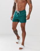 Asos Design Swim Shorts In Teal Green Short Length - Green