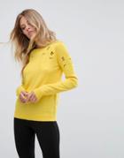 Warehouse Cut Out Embroidered Sweater - Yellow