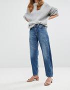 Pull & Bear Relaxed Cropped Jean - Blue