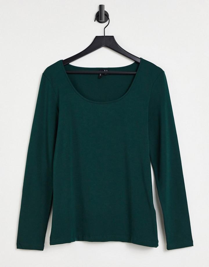 Vero Moda Round Neck Long Sleeve Top In Green