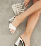 Glamorous Wide Fit Heeled Mules In Bone-white