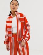 Adidas Originals X Ji Won Choi Mixed Stripe Track Jacket In Red - Red