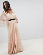 Y.a.s All Over Lace Wrap Maxi Dress - Pink