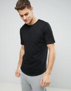 Sisley Longline T-shirt With Pocket And Curved Hem - Black