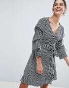 Vila Stripe Mini Wrap Dress-multi