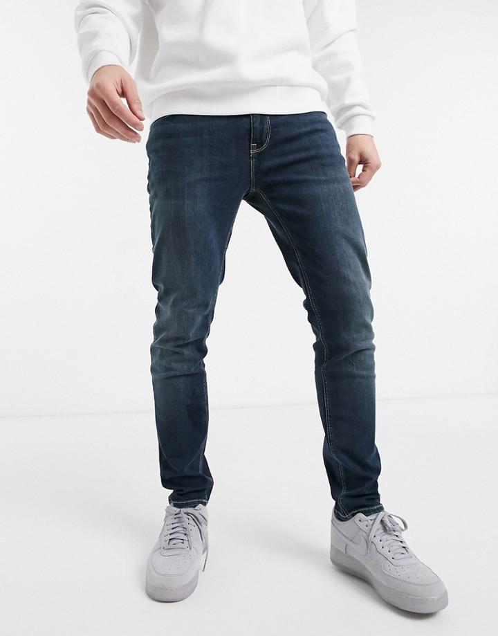 Asos Design Skinny Jeans In Dark Wash-blues
