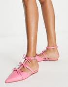 Asos Design Ladybird Bow Ballet Flats In Pink