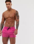 Asos Design Swim Shorts In Raspberry Pink Super Short Length - Pink