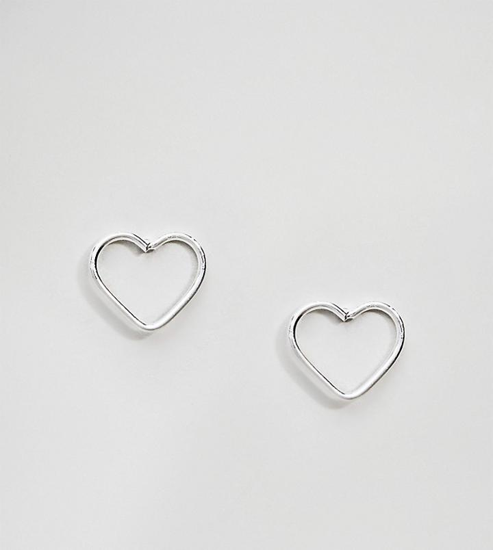 Kingsley Ryan Sterling Silver Cut Out Heart Ear Studs