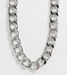 Asos Design Curve Necklace With 17mm Curb Chain Links In Silver Tone