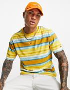 Tommy Jeans Linear Logo Multistripe T-shirt In Pollen Yellow