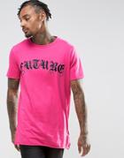 New Look Longline T-shirt With Future Print - Pink