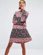 First & I Patchwork Floral Swing Dress - Multi
