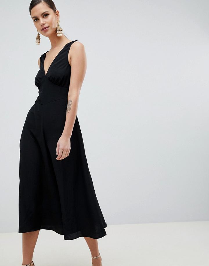 Asos Design Sleeveless Tea Jumpsuit - Black