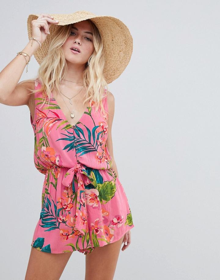 Billabong Button Front Beach Romper - Multi