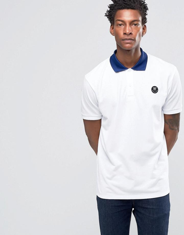 Wood Wood Brian Logo Polo Contrast Collar - White