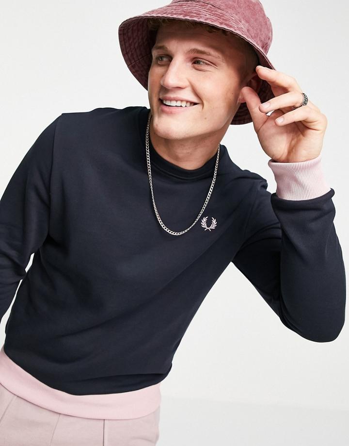 Fred Perry Contrast Panel Sweat In Navy