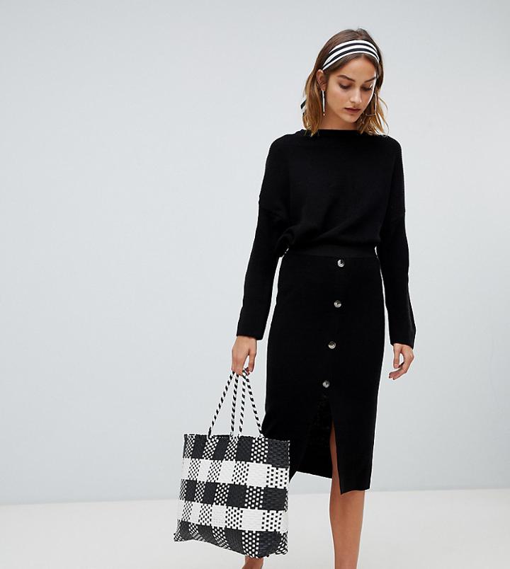 Stradivarius Ribbed And Button Detail Skirt Two-piece