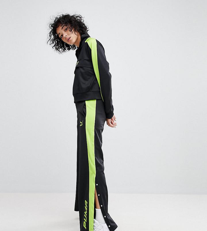 Puma Exclusive To Asos Track Pant In Black And Lime Green - Black
