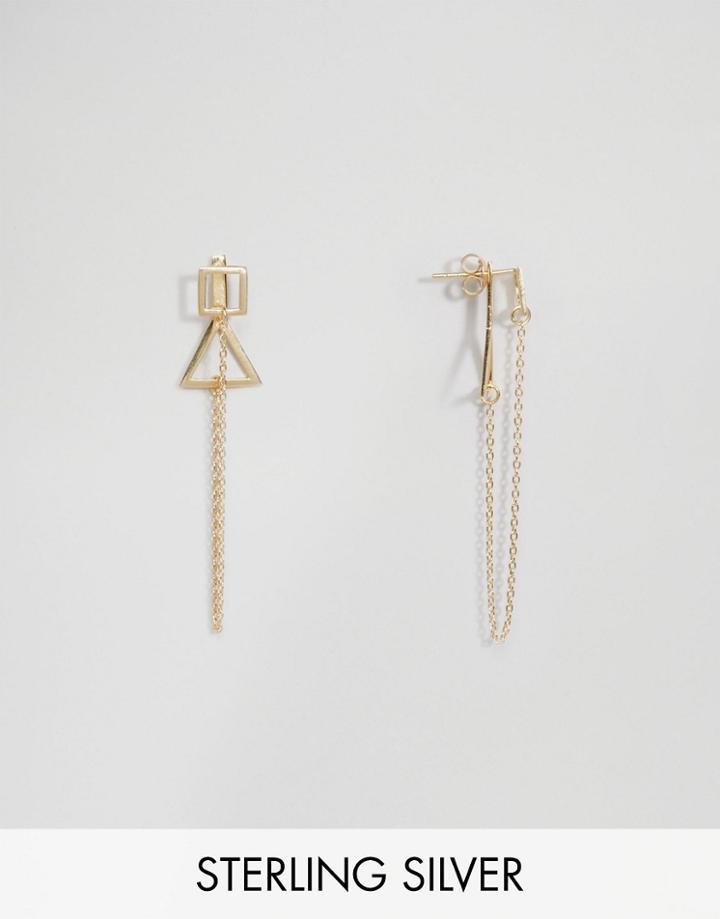 Asos Gold Plated Sterling Silver Linked Shape Earrings - Gold