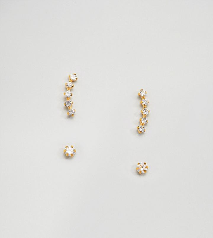 Kingsley Ryan Gold Plated Rhinestone Climble And Stud Earrings Set In Gold - Gold