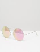 Quay Australia Round Sunglasses With Rose Mirror Lens