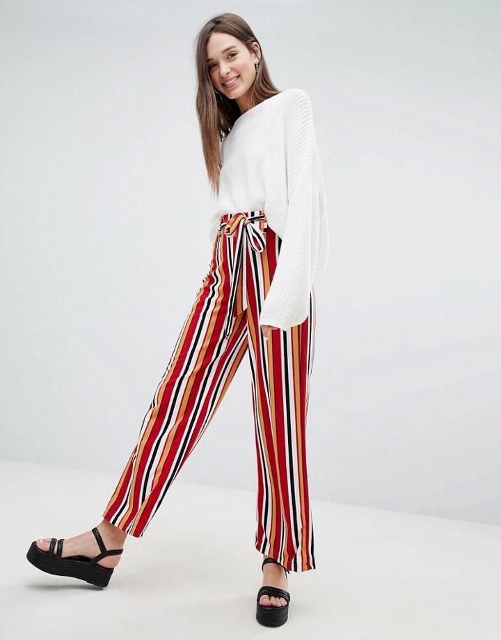 Bershka Multi Stripe Tie Waist Pants - Multi
