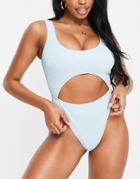 Peek & Beau Fuller Bust Exclusive Cut Out Swimsuit In Baby Blue Scrunch