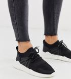 Asos Design Wide Fit Discipline Knitted Sneakers In Black - Black
