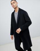 Allsaints Wool Overcoat In Black - Black