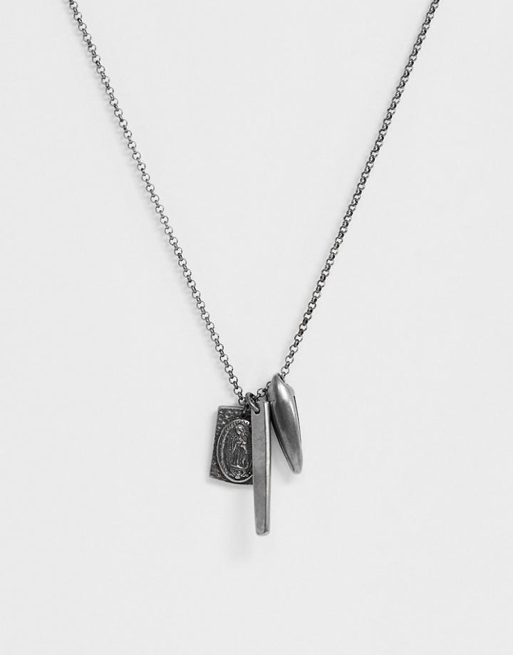 Steve Madden Mens Mix Pendant In Stainless Steel - Silver