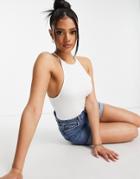 Asos Design Cutaway Tank With High Neck In White-neutral