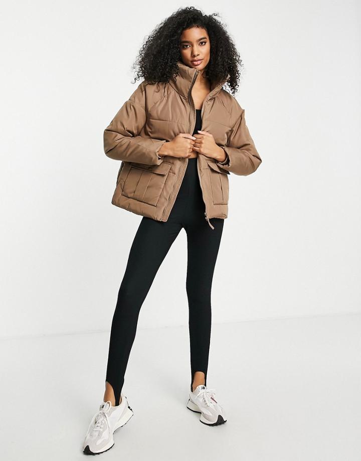 Selected Dasa Padded Jacket In Taupe-brown