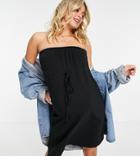 Asos Design Maternity Mini Bandeau Sundress With Drawstring Waist In Black