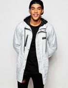 Nicce London Parka With Reflective Piping - Gray