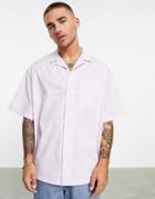 Asos Design Boxy Oversized Revere Shirt In Lilac-purple