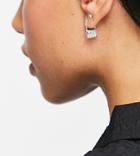 Asos Design Silver Plated Hinge Hoop Earring In Padlock Design
